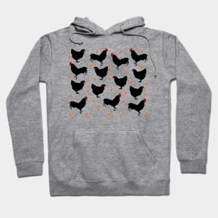 Chickens, cockerels and eggs on white Hoodie